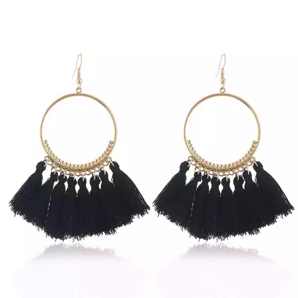 Jewelry - Black Tassel Fringe Earrings